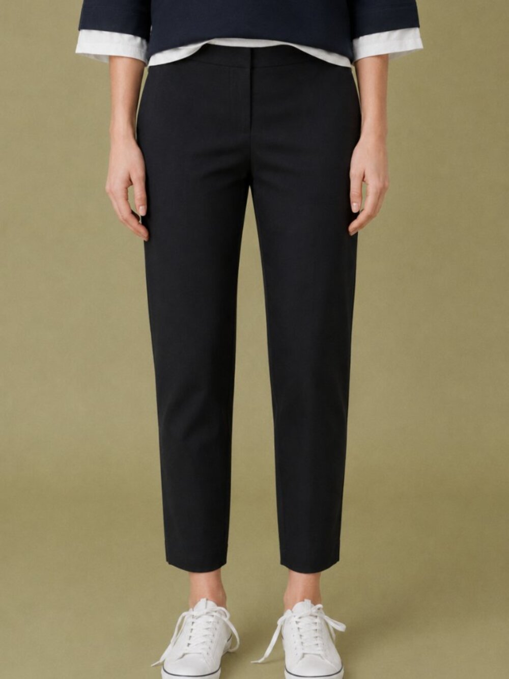 Talbots Curvy Fit Black Cotton Classic Office Minimalist Straight Pants Size 14